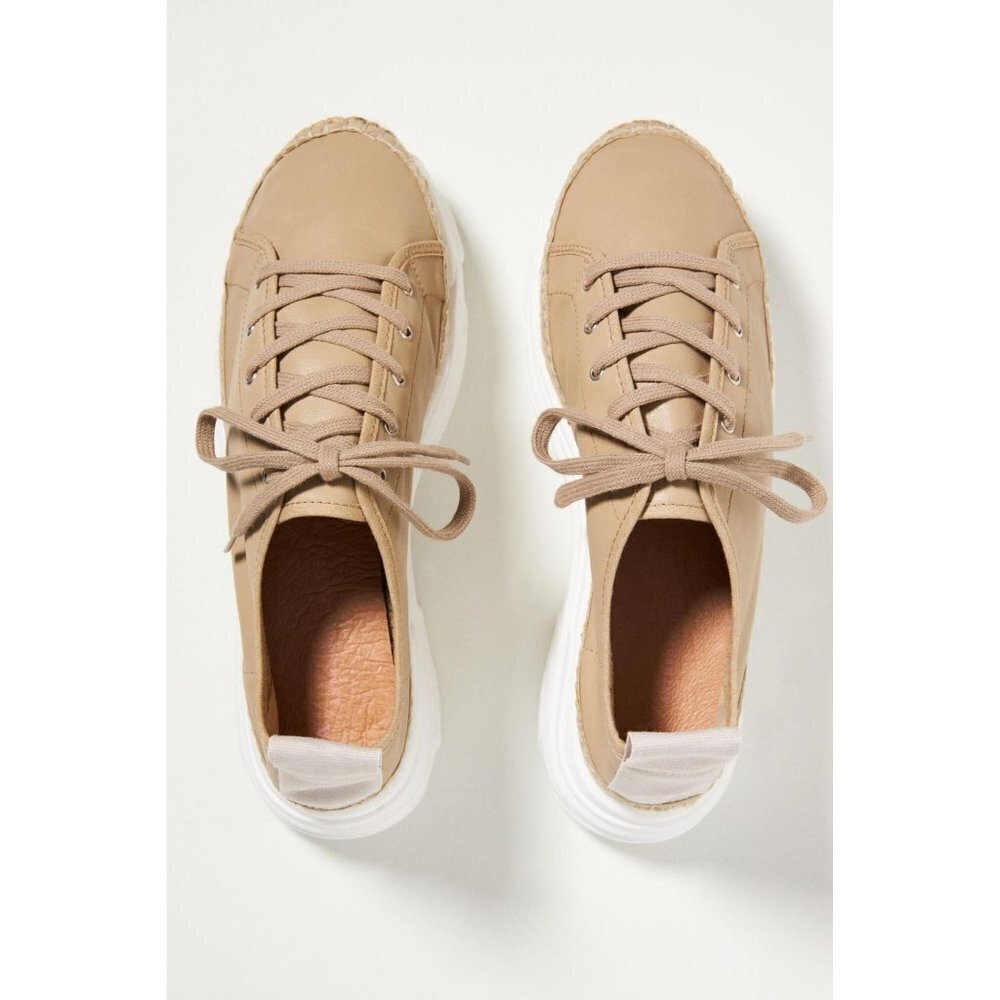 NEW Anthropologie Platform Espadrille Sneakers Size 39 US 8.5 Tan Honey